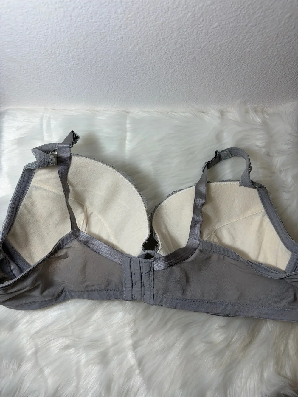 Cacique Lace Overlay Bra in Gray